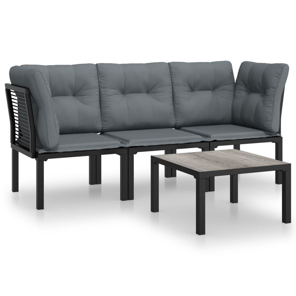 4 Piece Garden Lounge Set Black And Grey Poly Rattan