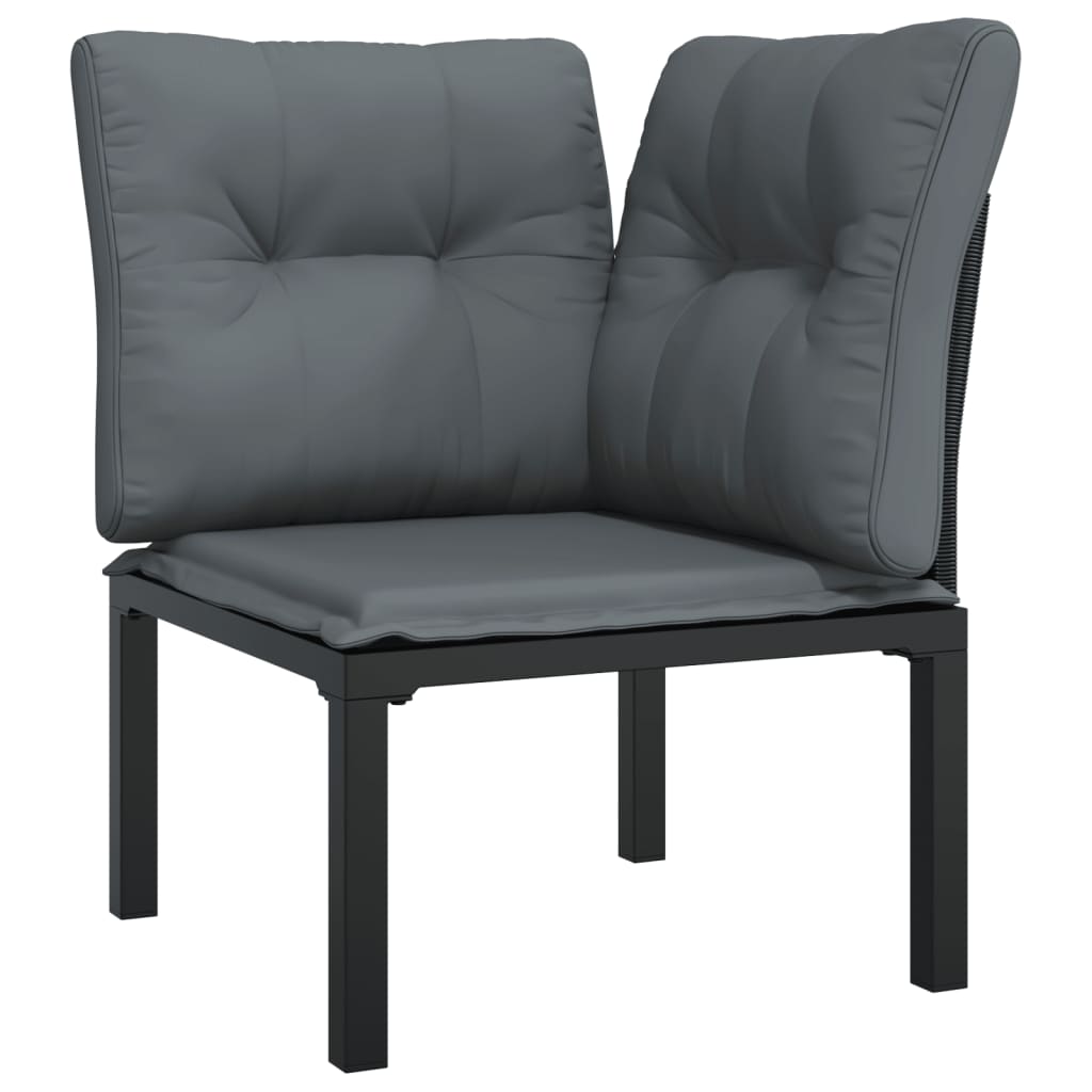 5 Piece Garden Lounge Set Black And Grey Poly Rattan