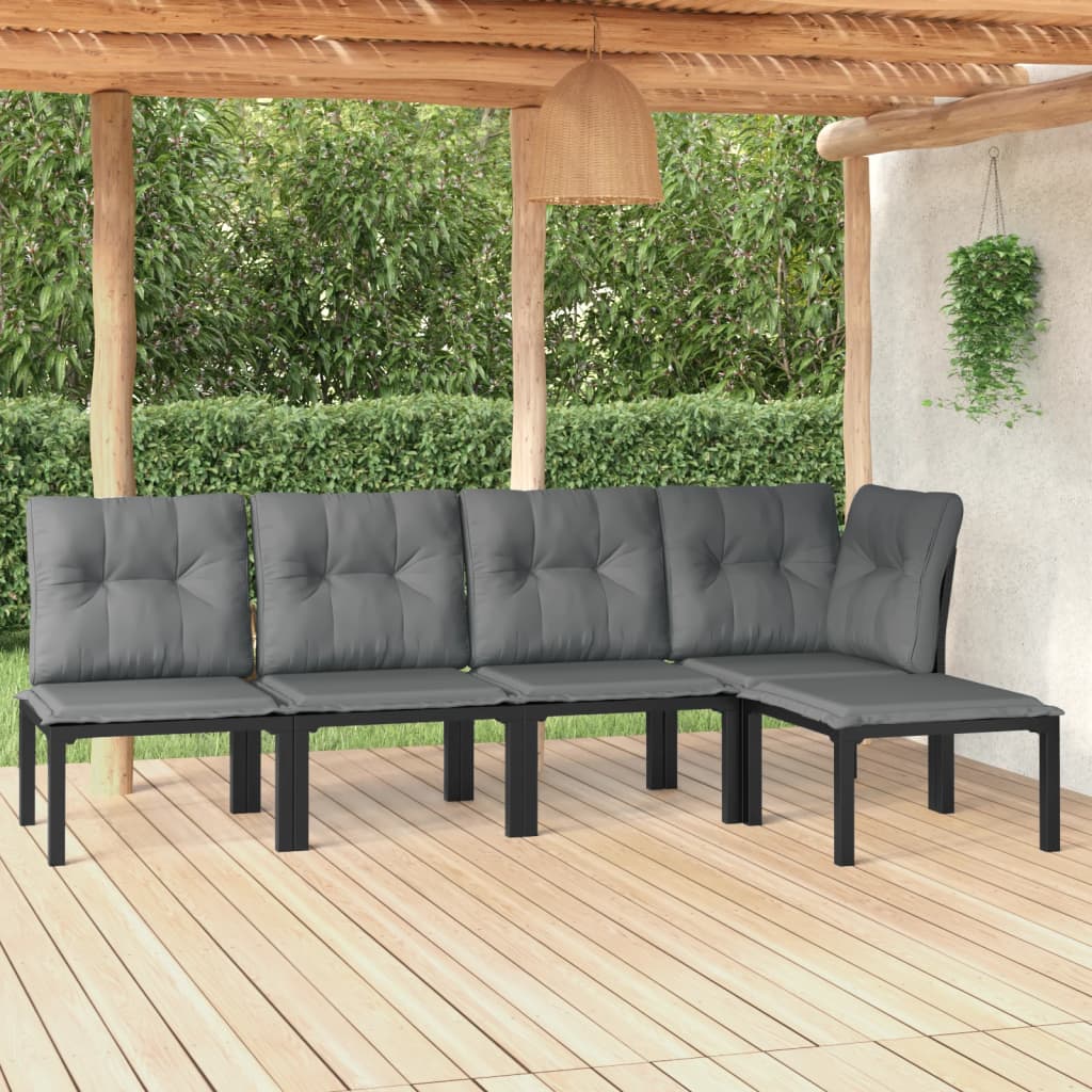 3 Piece Garden Lounge Set Black And Grey Poly Rattan