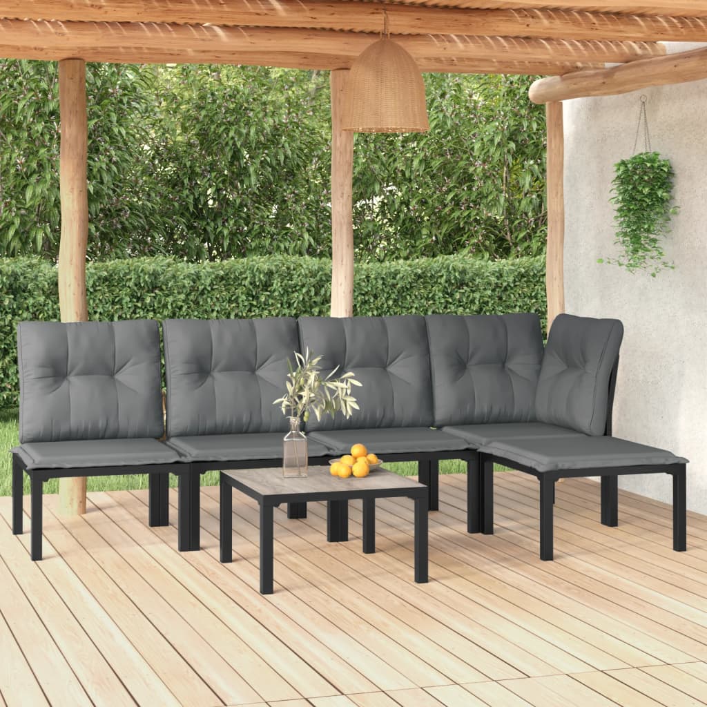 3 Piece Garden Lounge Set Black And Grey Poly Rattan