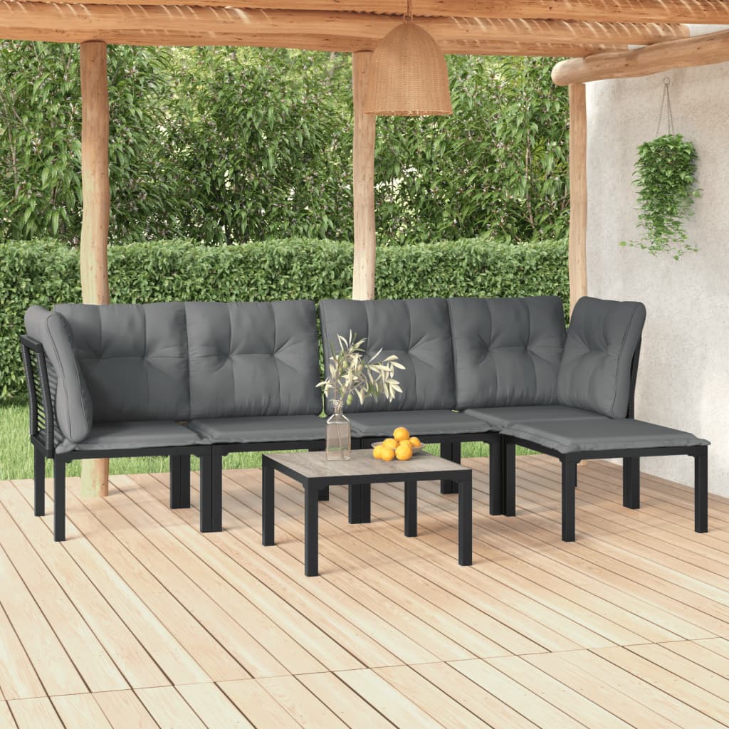 4 Piece Garden Lounge Set Black And Grey Poly Rattan