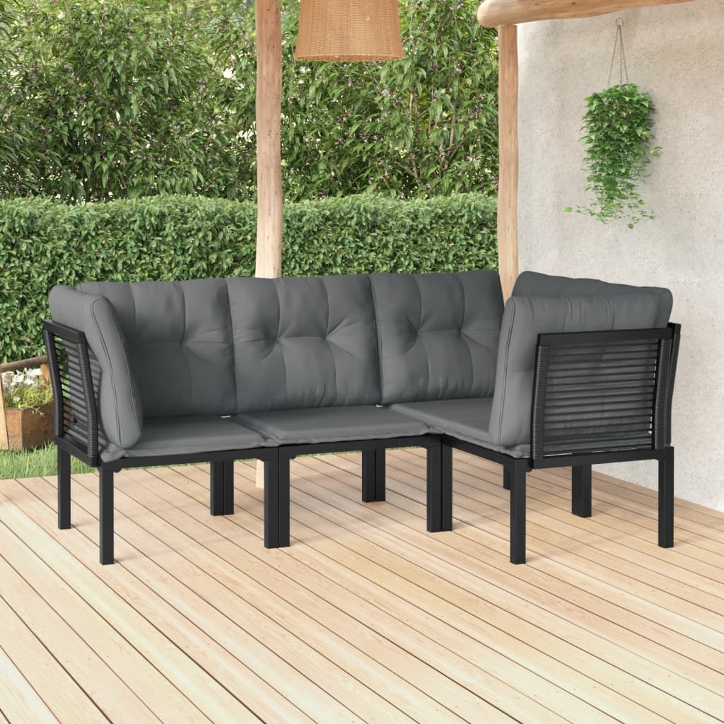 5 Piece Garden Lounge Set Black And Grey Poly Rattan