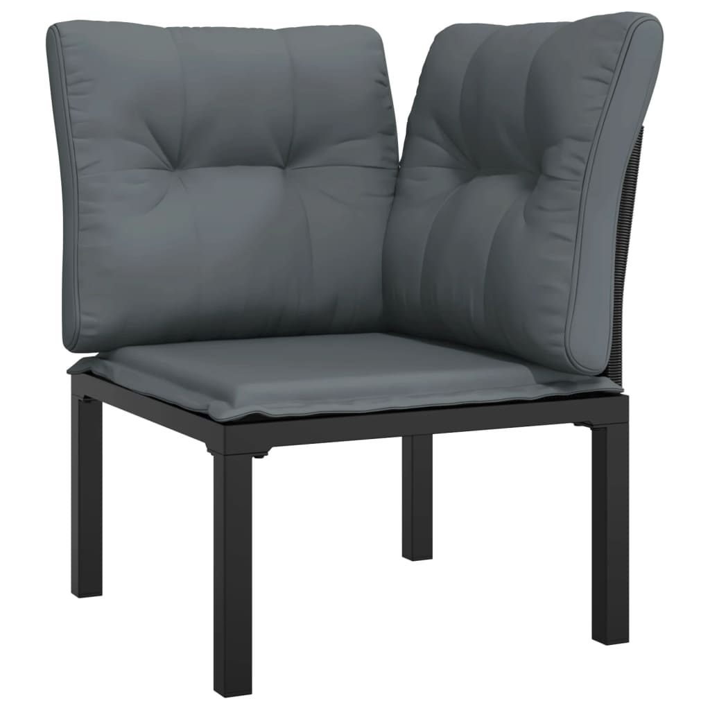 7 Piece Garden Lounge Set Black And Grey Poly Rattan