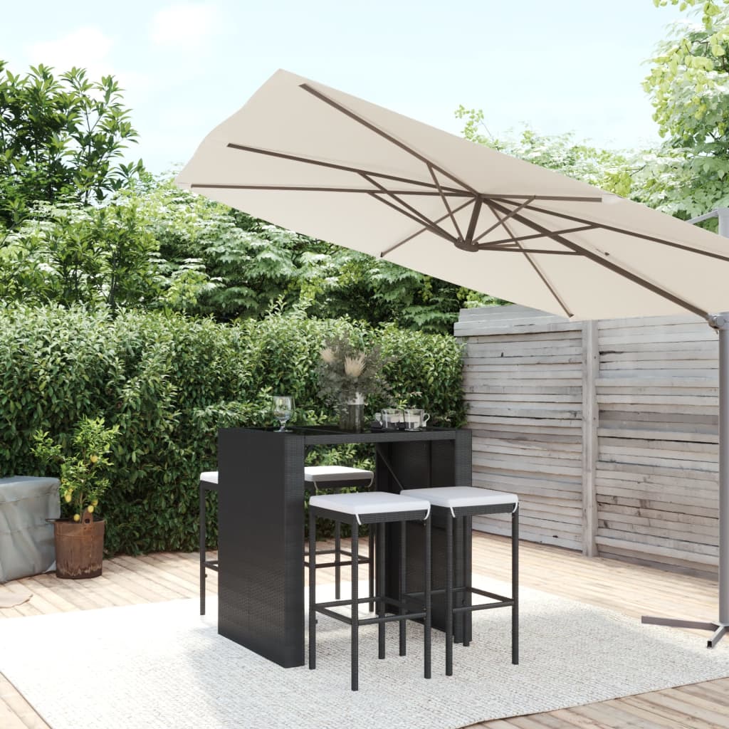 5 Piece Garden Bar Set With Cushions Poly Rattan