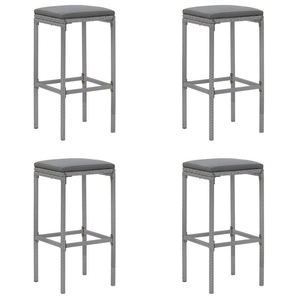 5 Piece Garden Bar Set With Cushions Poly Rattan