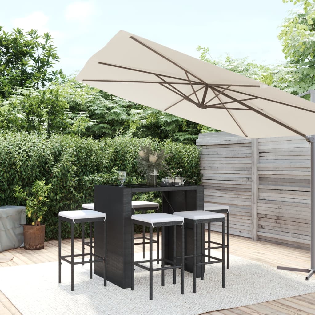 5 Piece Garden Bar Set With Cushions Poly Rattan
