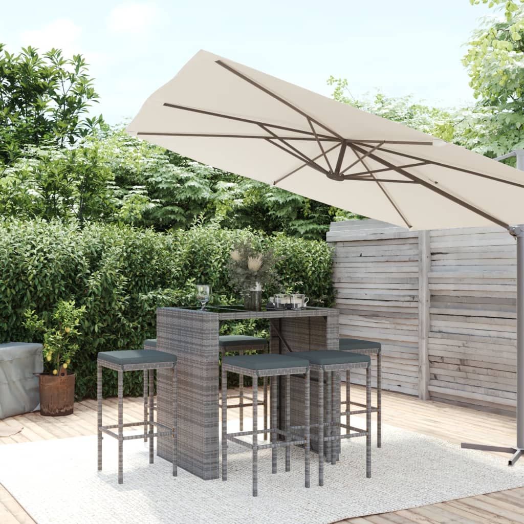 5 Piece Garden Bar Set With Cushions Poly Rattan