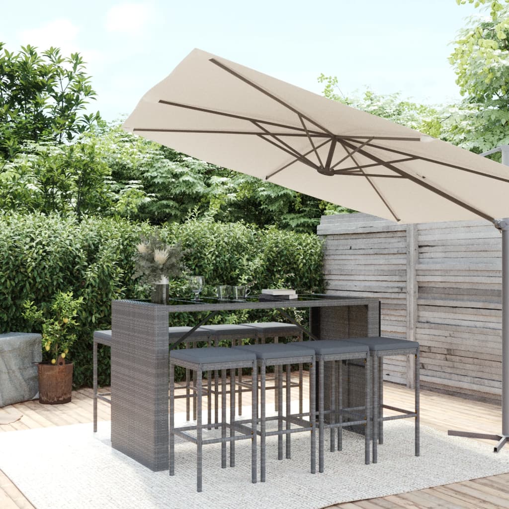 5 Piece Garden Bar Set With Cushions Poly Rattan