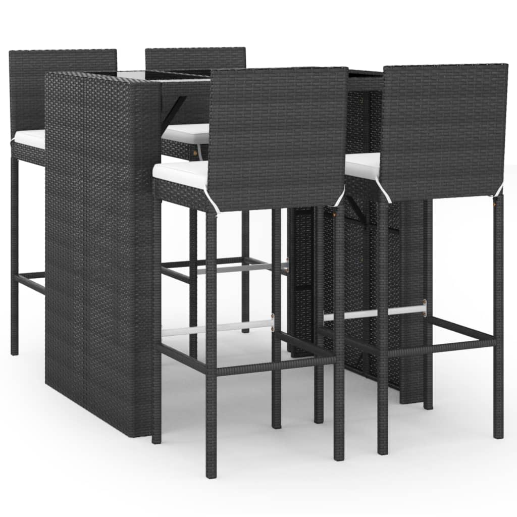 5 Piece Garden Bar Set With Cushions Poly Rattan