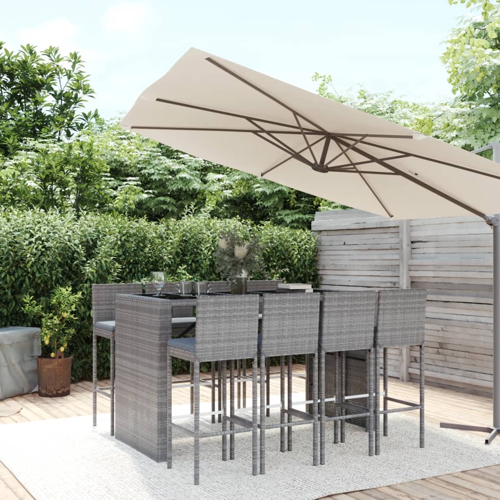 5 Piece Garden Bar Set With Cushions Poly Rattan