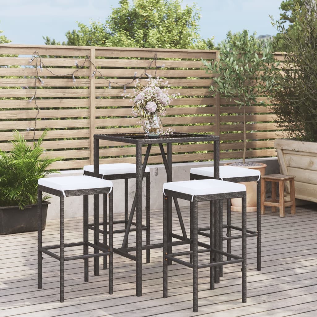 7 Piece Garden Bar Set With Cushions Poly Rattan