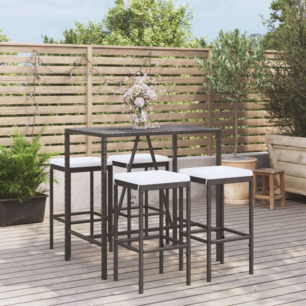 7 Piece Garden Bar Set With Cushions Poly Rattan
