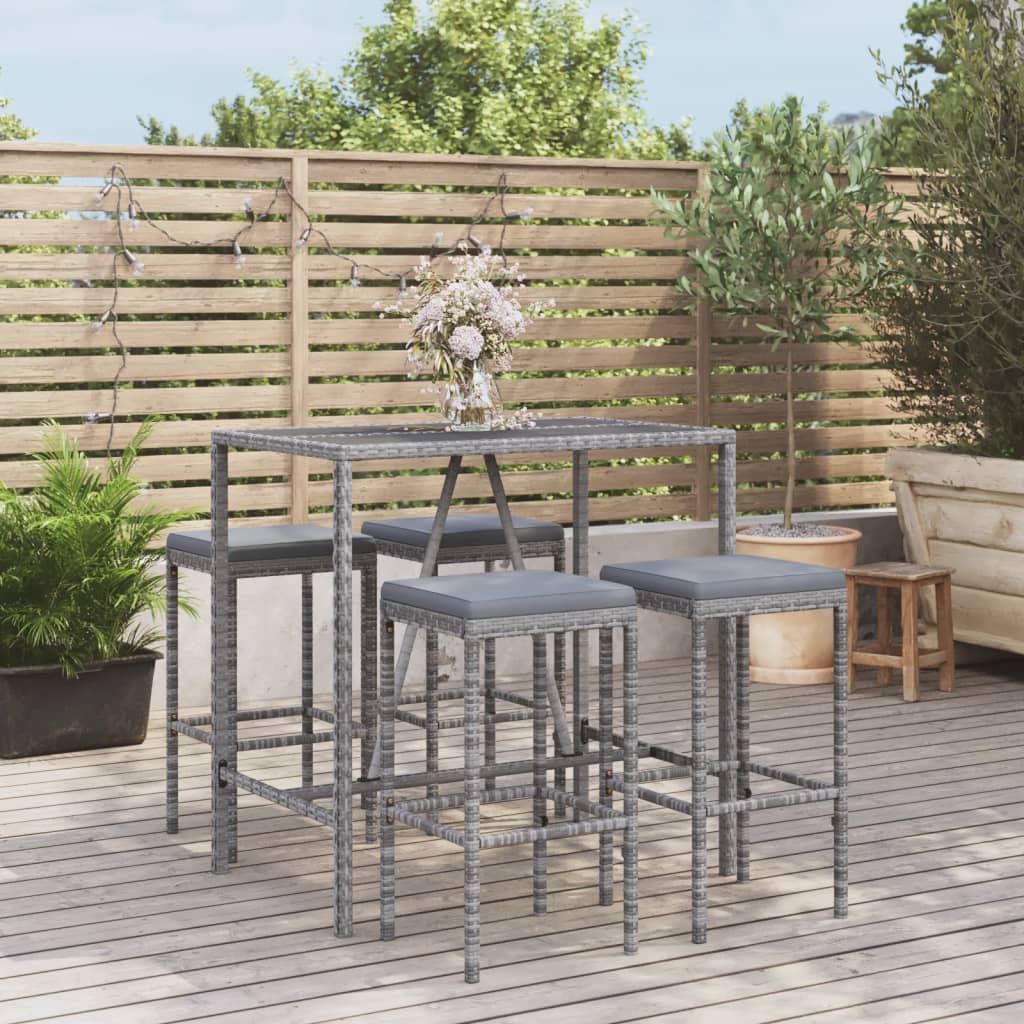 7 Piece Garden Bar Set With Cushions Poly Rattan