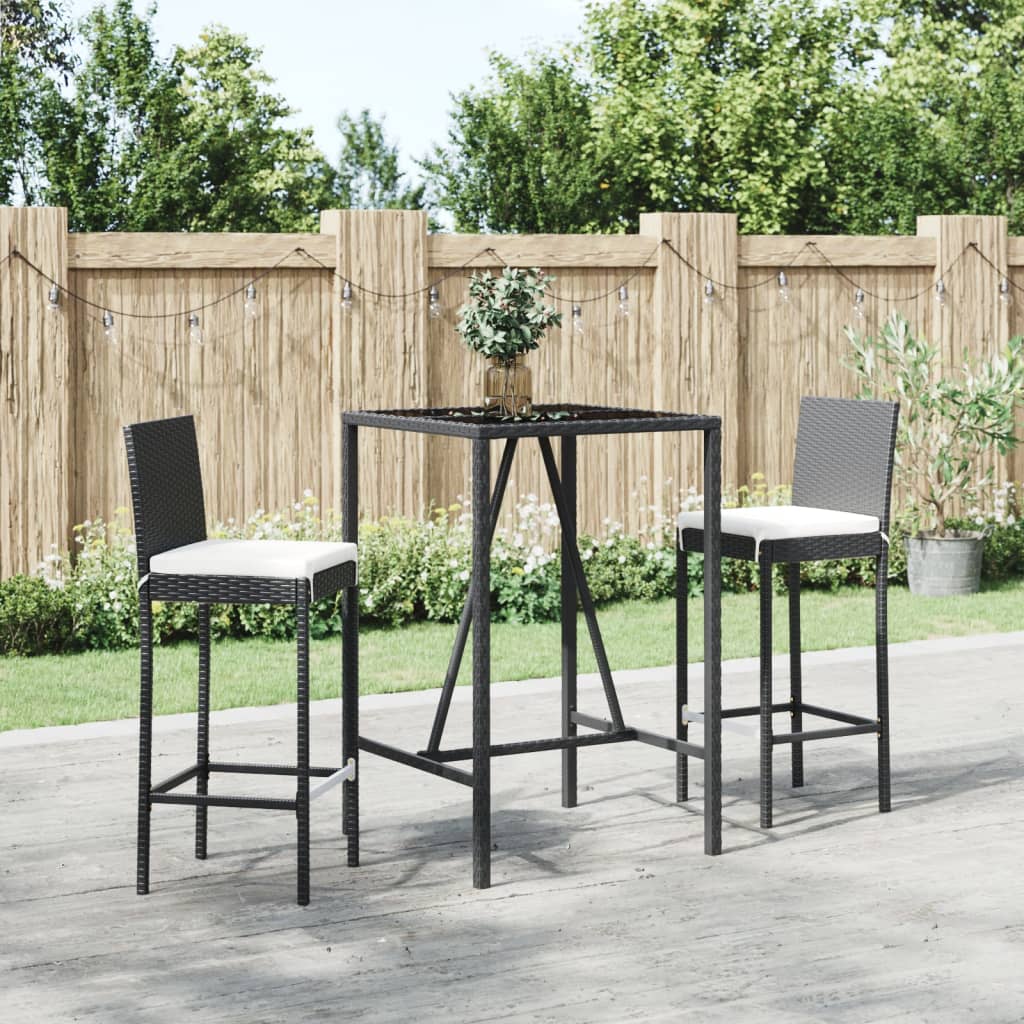 9 Piece Outdoor Bar Set With Cushions Poly Rattan