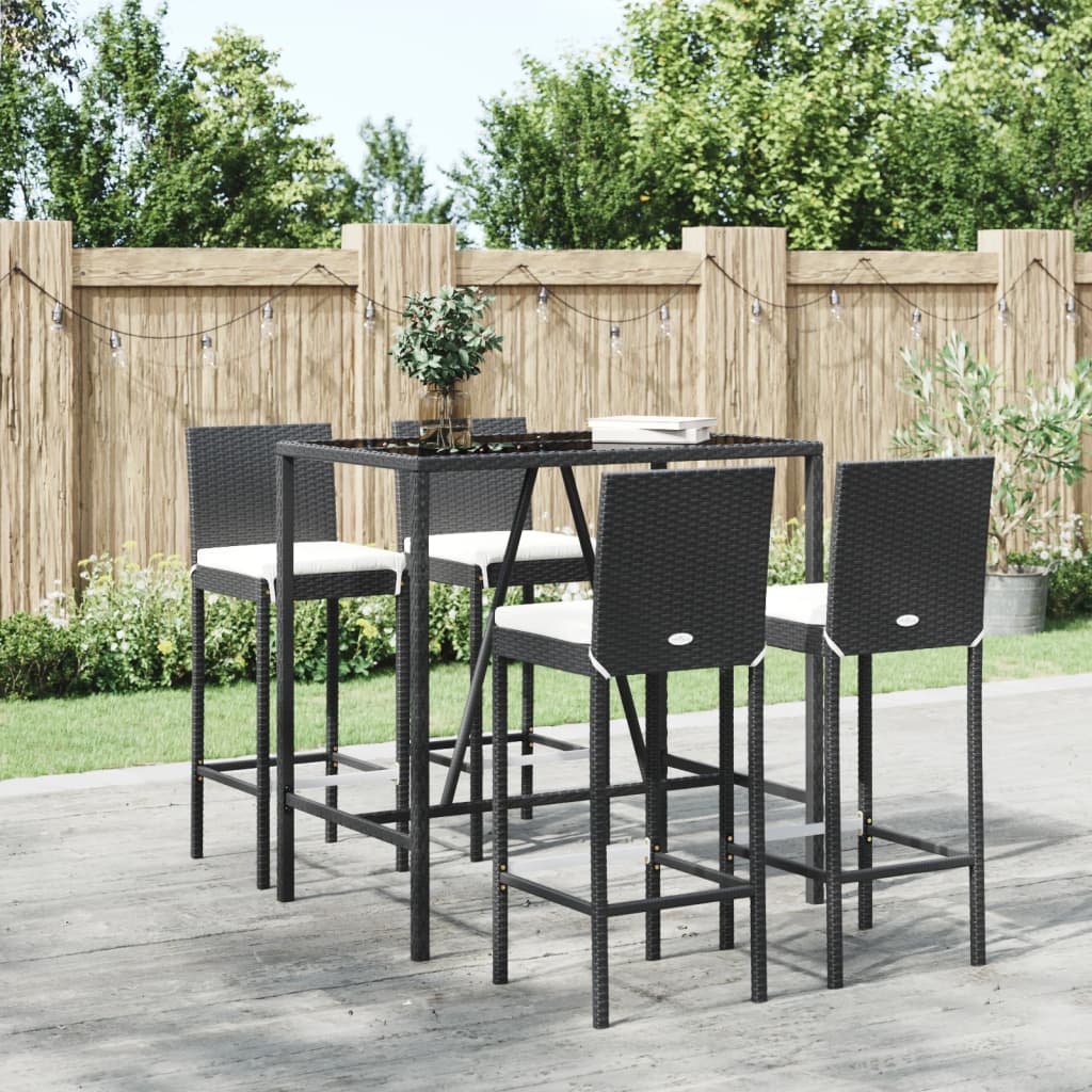 9 Piece Outdoor Bar Set With Cushions Poly Rattan