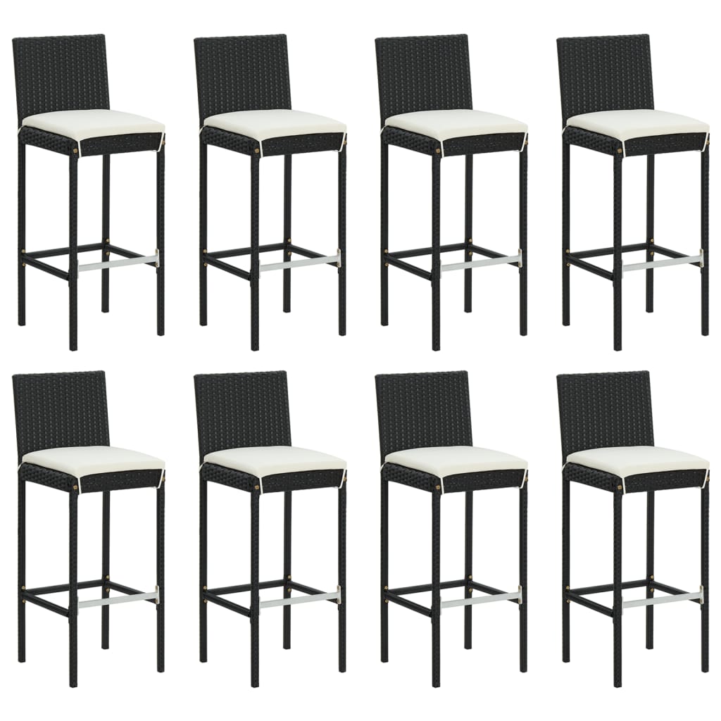 9 Piece Outdoor Bar Set With Cushions Poly Rattan