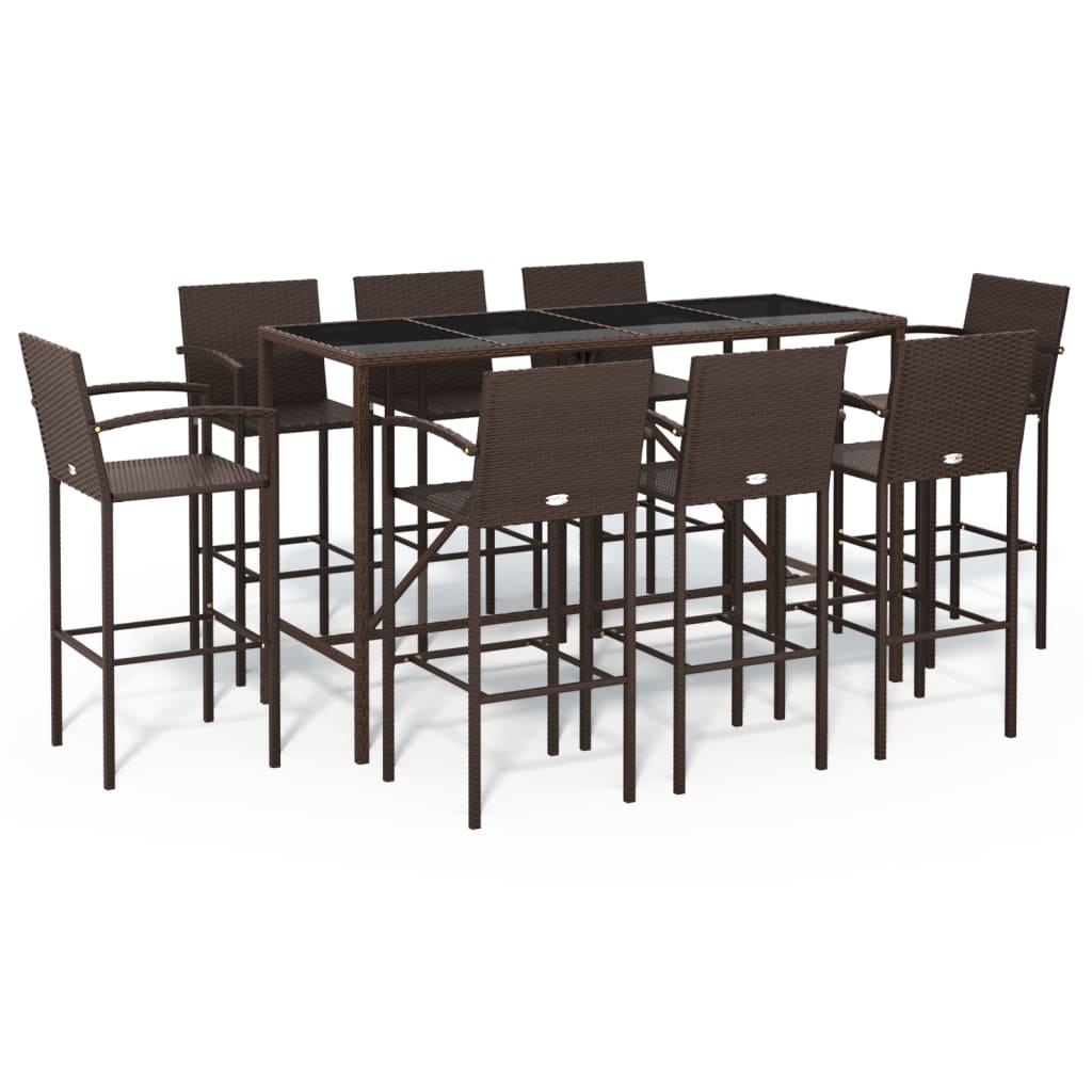 9 Piece Garden Bar Set Poly Rattan