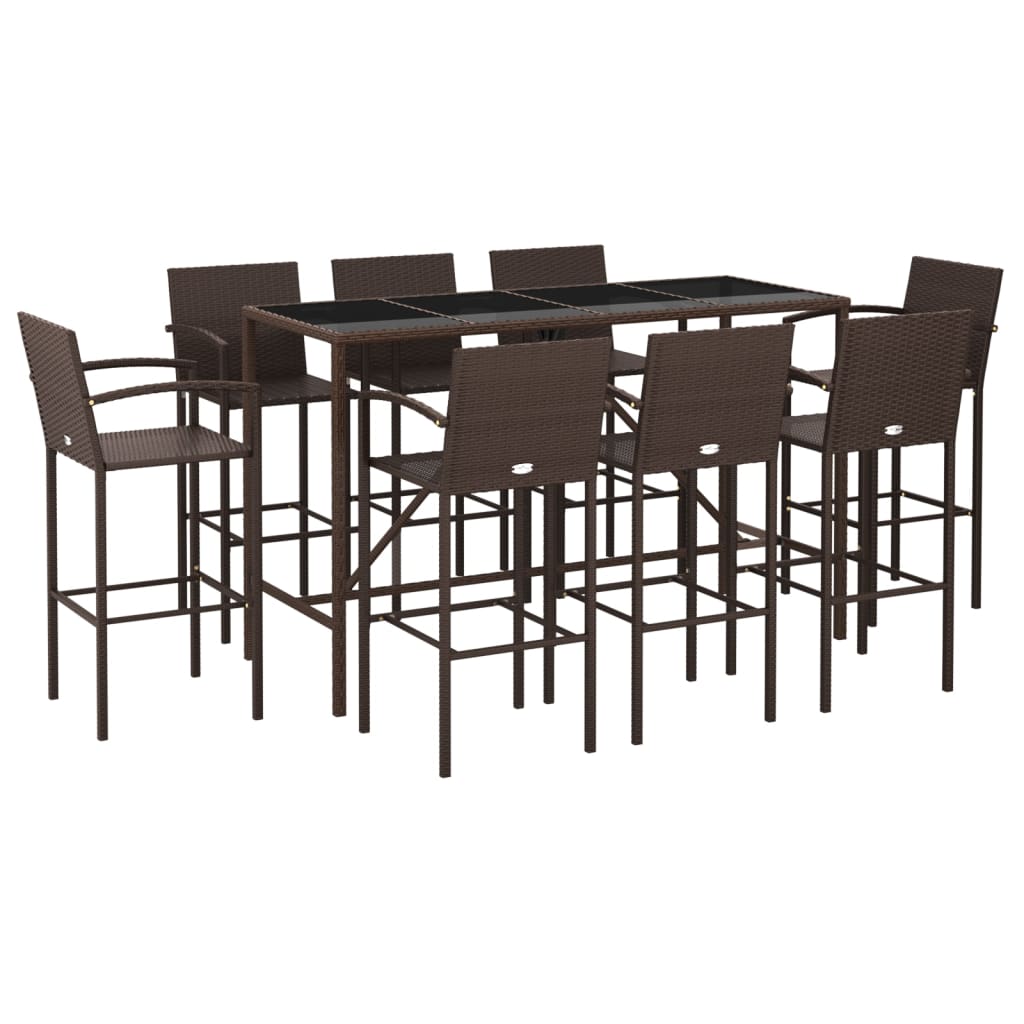9 Piece Garden Bar Set Poly Rattan
