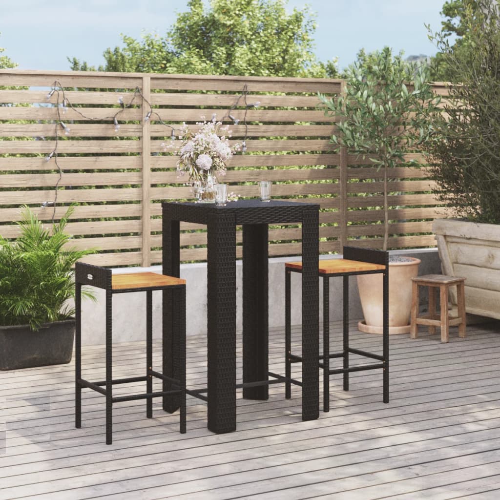 5 Piece Garden Bar Set Poly Rattan&Solid Wood Acacia