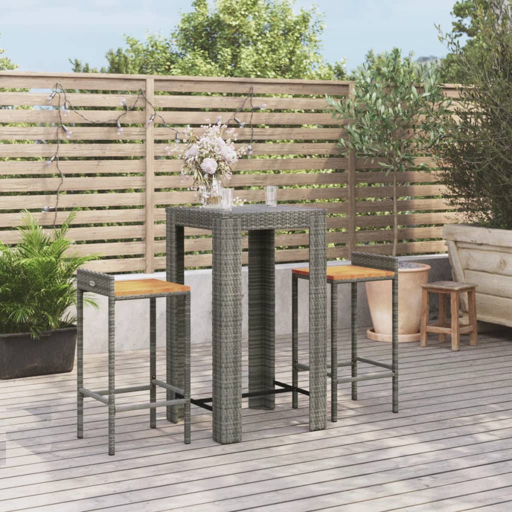 5 Piece Garden Bar Set Poly Rattan&Solid Wood Acacia