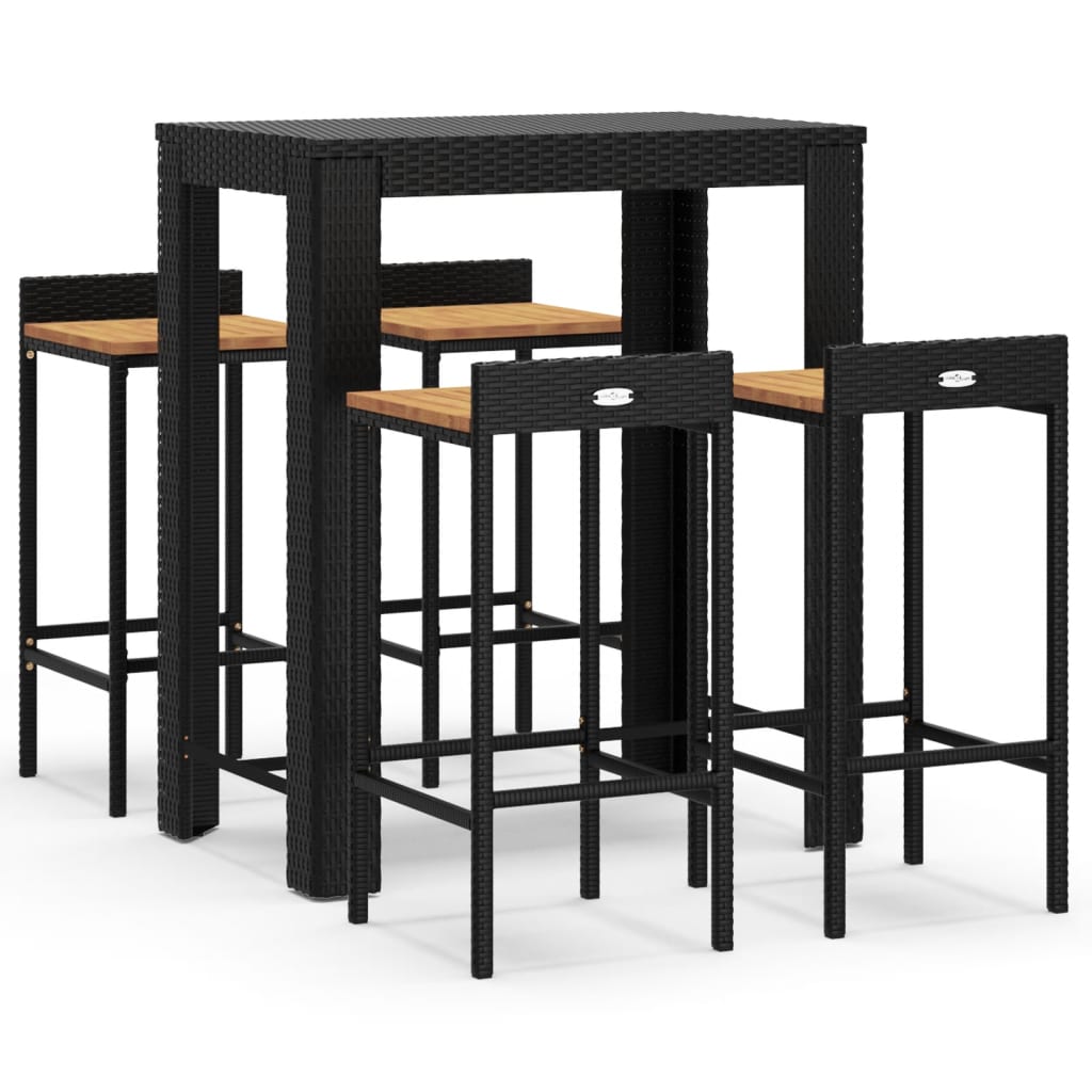 5 Piece Garden Bar Set Poly Rattan&Solid Wood Acacia