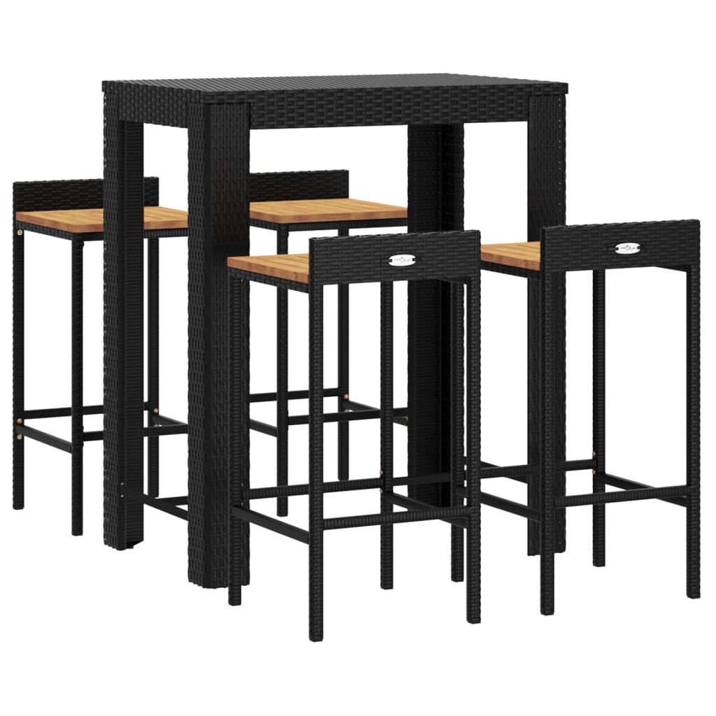 5 Piece Garden Bar Set Poly Rattan&Solid Wood Acacia