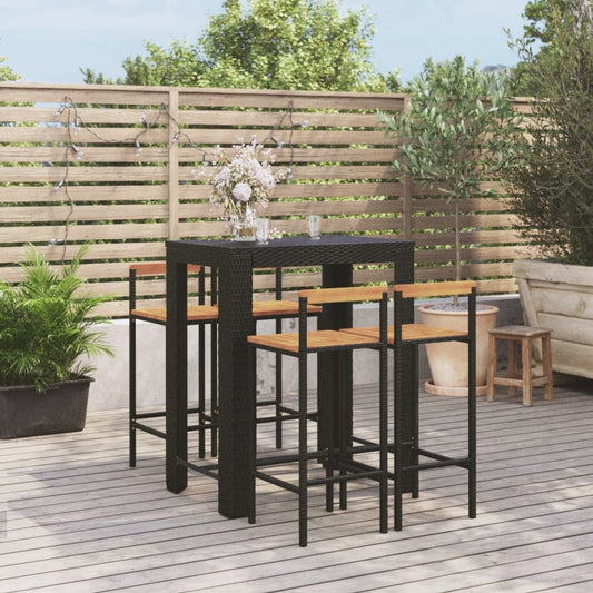 5 Piece Garden Bar Set Poly Rattan&Solid Wood Acacia