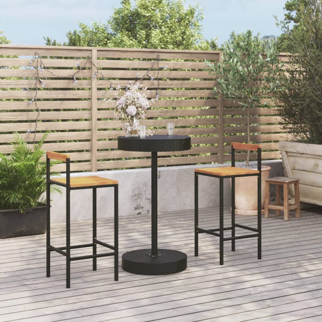 5 Piece Garden Bar Set Poly Rattan&Solid Wood Acacia