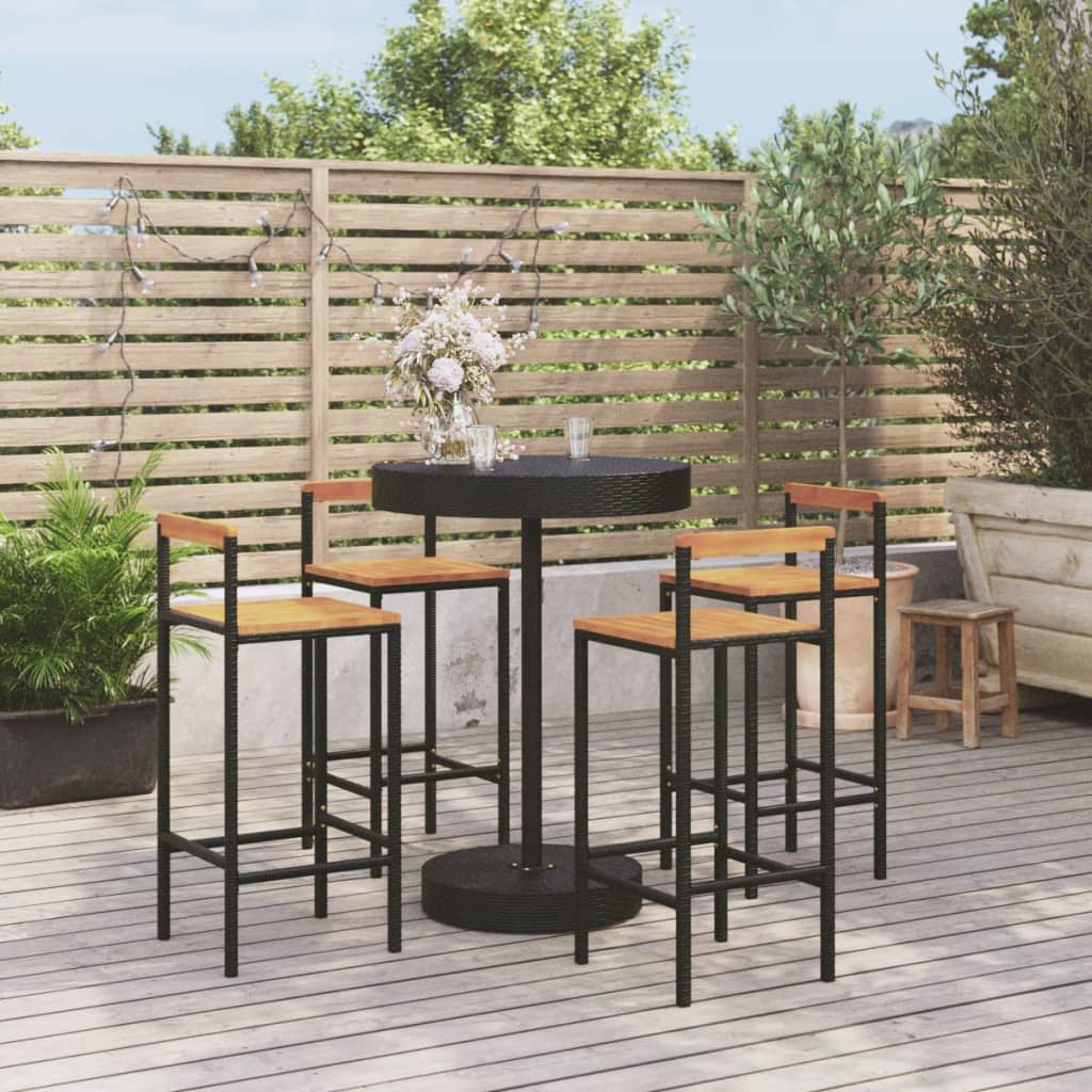 5 Piece Garden Bar Set Poly Rattan&Solid Wood Acacia