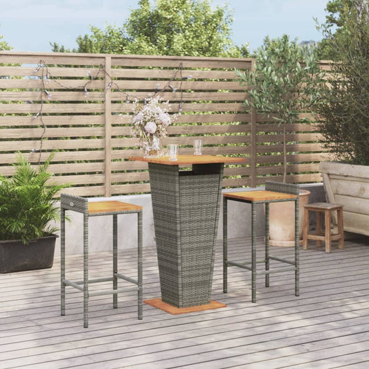 3 Piece Garden Bar Set Poly Rattan&Solid Wood Acacia