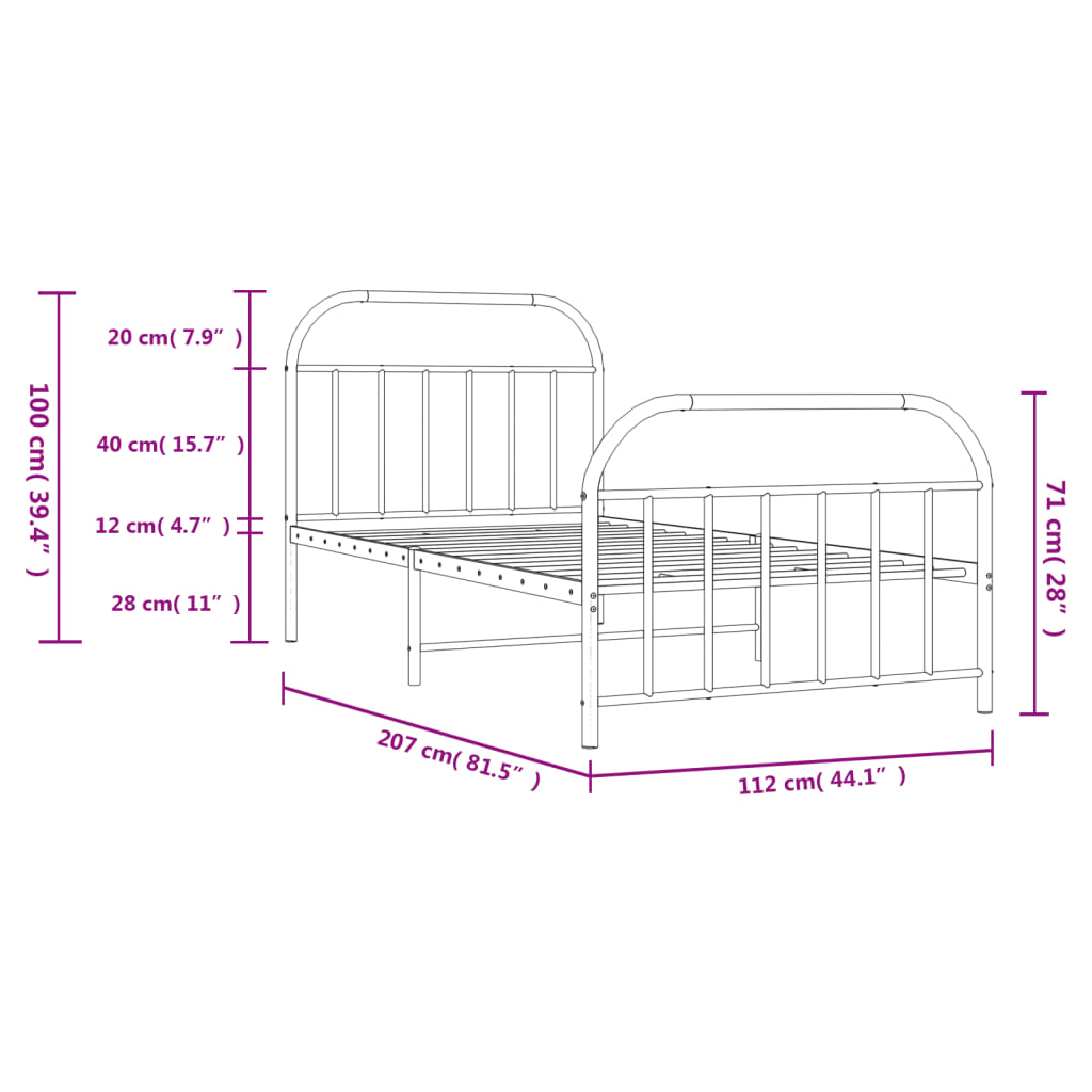 Metal Bed Frame Without Mattress With Footboard King Single