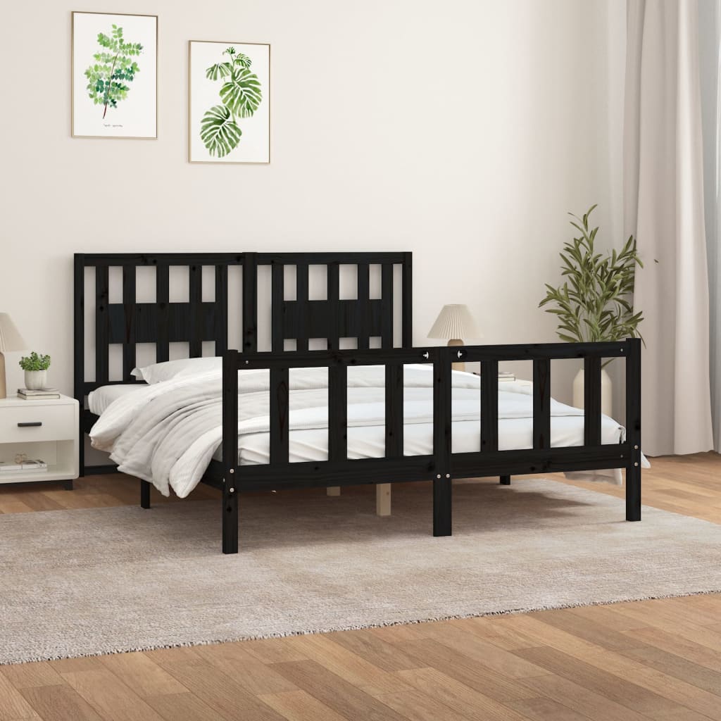 Bed Frame Without Mattress Solid Wood Pine 183X203 Cm King