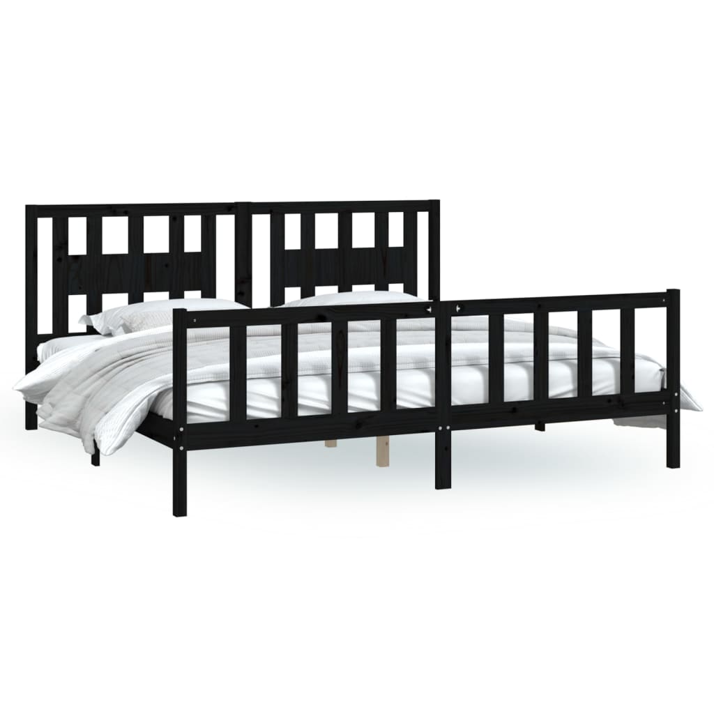 Bed Frame Without Mattress Solid Wood Pine 183X203 Cm King