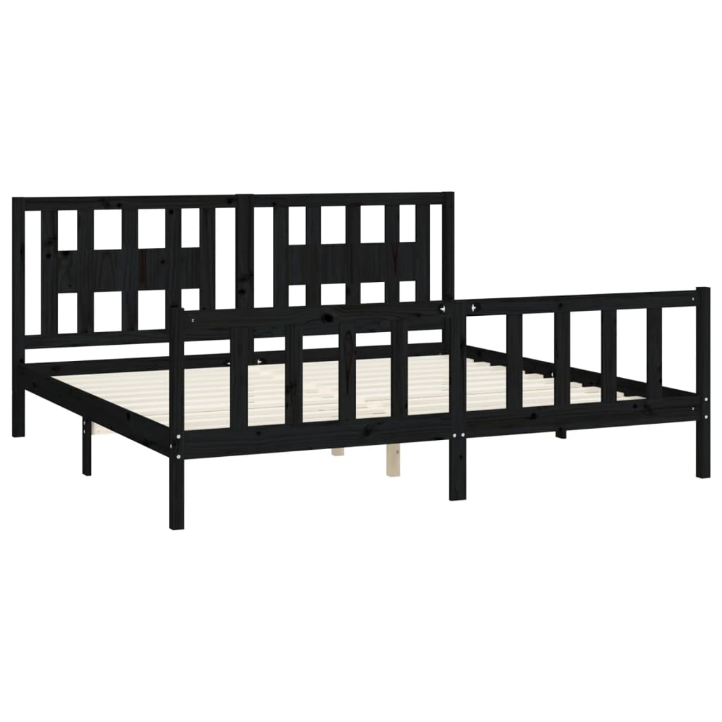 Bed Frame Without Mattress Solid Wood Pine 183X203 Cm King