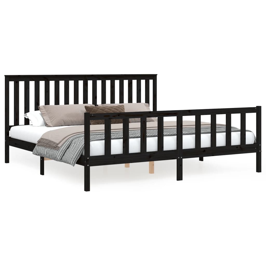 Bed Frame Without Mattress Solid Wood Pine 183X203 Cm King