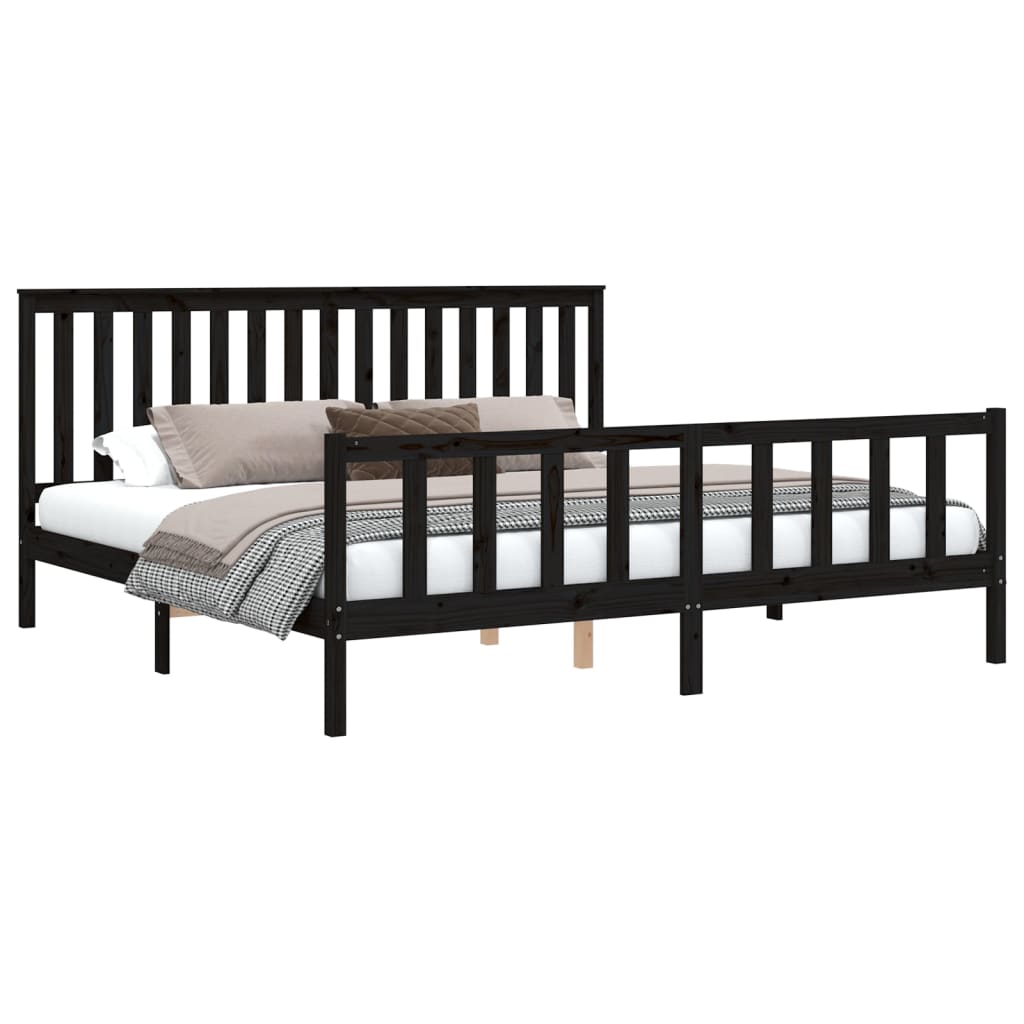 Bed Frame Without Mattress Solid Wood Pine 183X203 Cm King