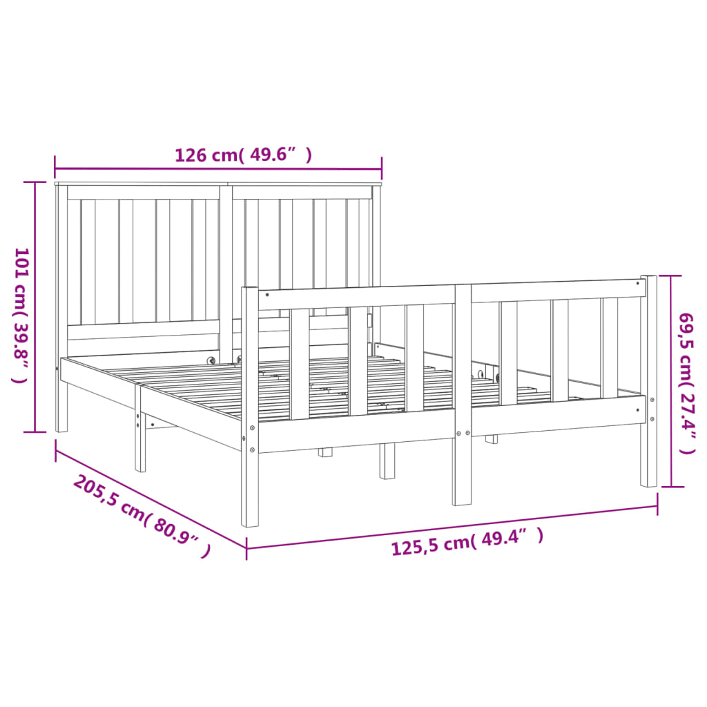 Bed Frame Without Mattress Solid Wood Pine 183X203 Cm King