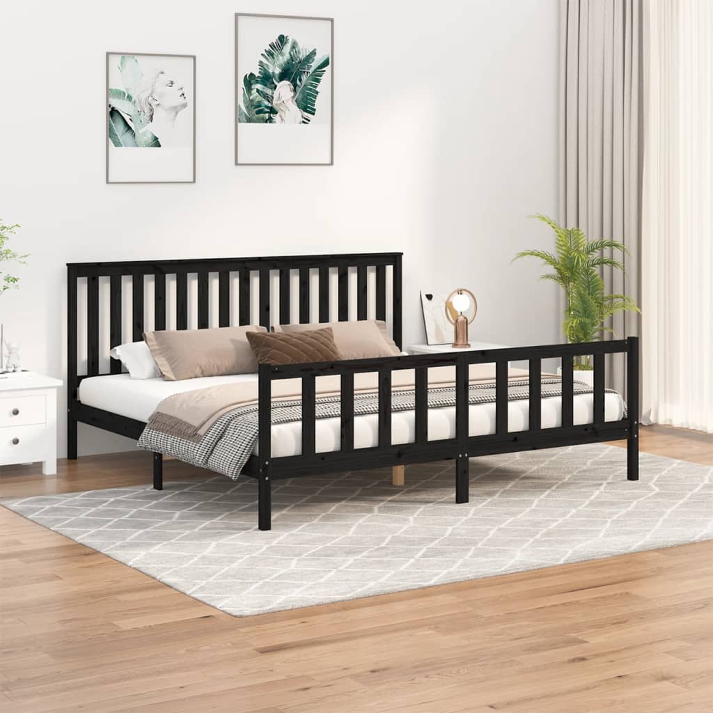 Bed Frame Without Mattress Solid Wood Pine 183X203 Cm King
