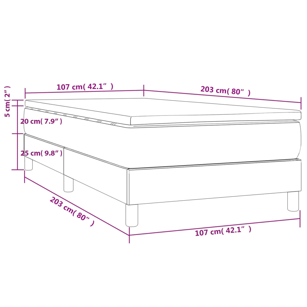 Box Spring Bed With Mattress 100X200 Cm Faux Leather