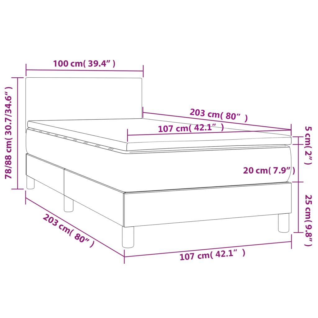 Box Spring Bed With Mattress 100X200 Cm Velvet