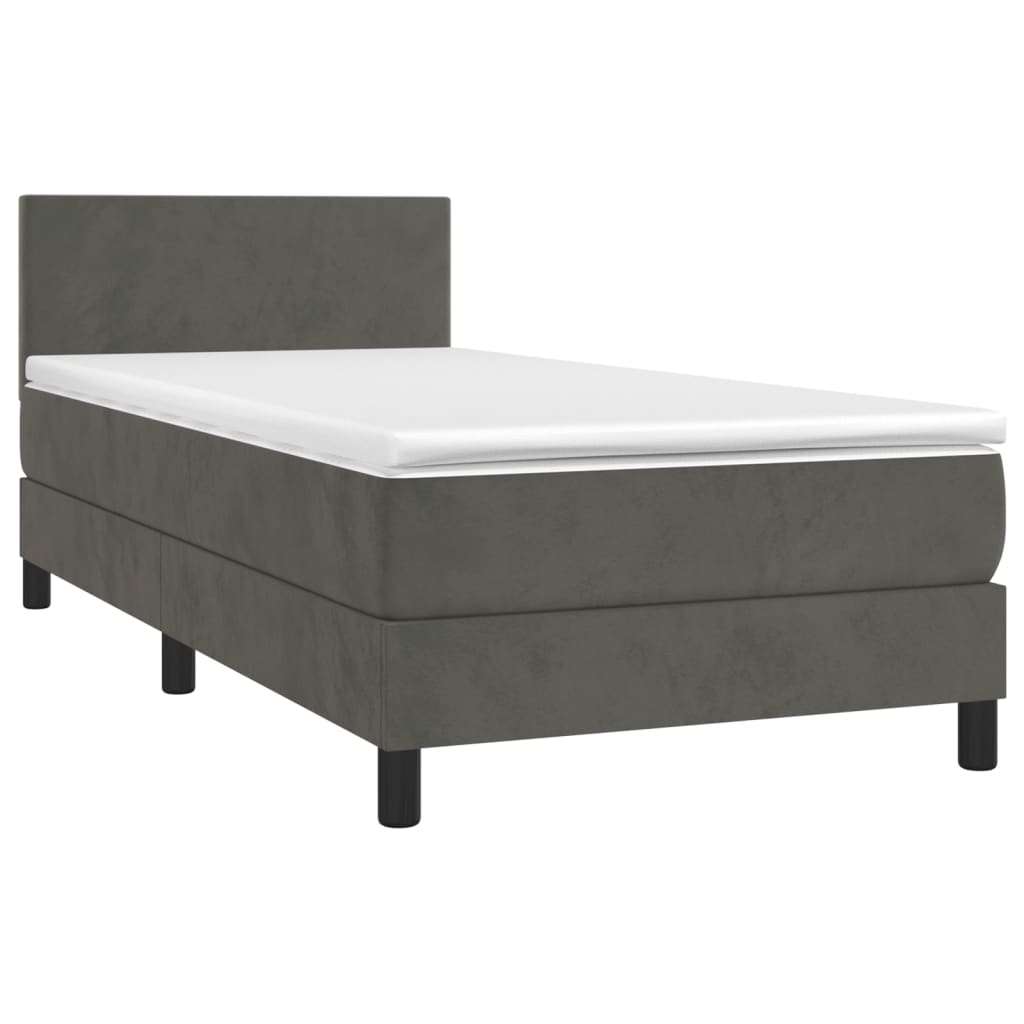 Box Spring Bed With Mattress&Led 100X200Cm Velvet