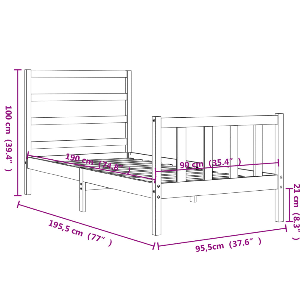 Bed Frame Without Mattress Solid Wood Pine