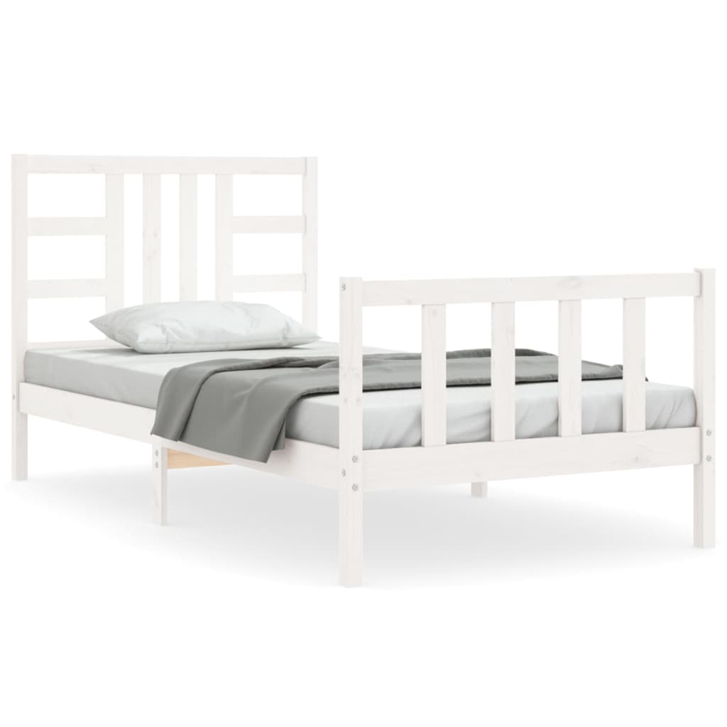 Bed Frame Without Mattress White 90X190 Cm Solid Wood Pine