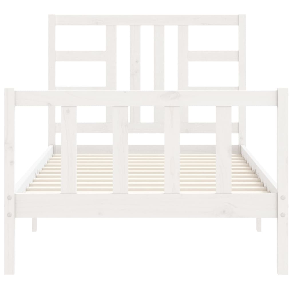 Bed Frame Without Mattress White 90X190 Cm Solid Wood Pine