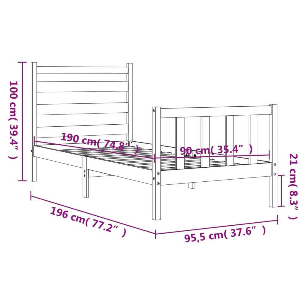 Bed Frame Without Mattress Solid Wood Pine