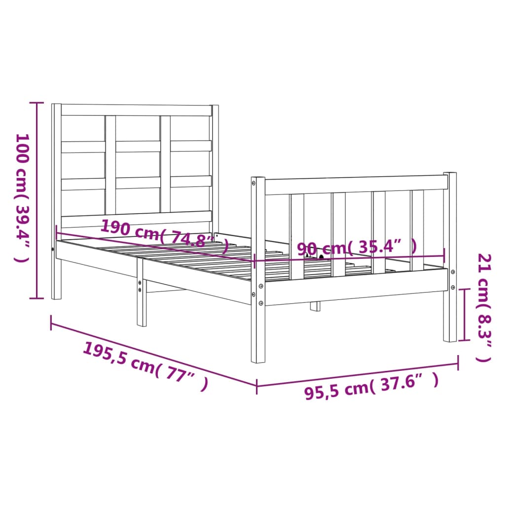 Bed Frame Without Mattress Solid Wood Pine