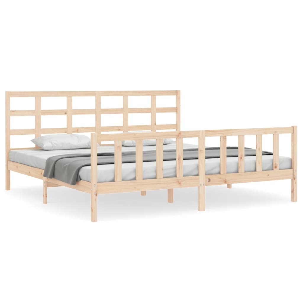 Bed Frame Without Mattress 150X200 Cm Solid Wood Pine