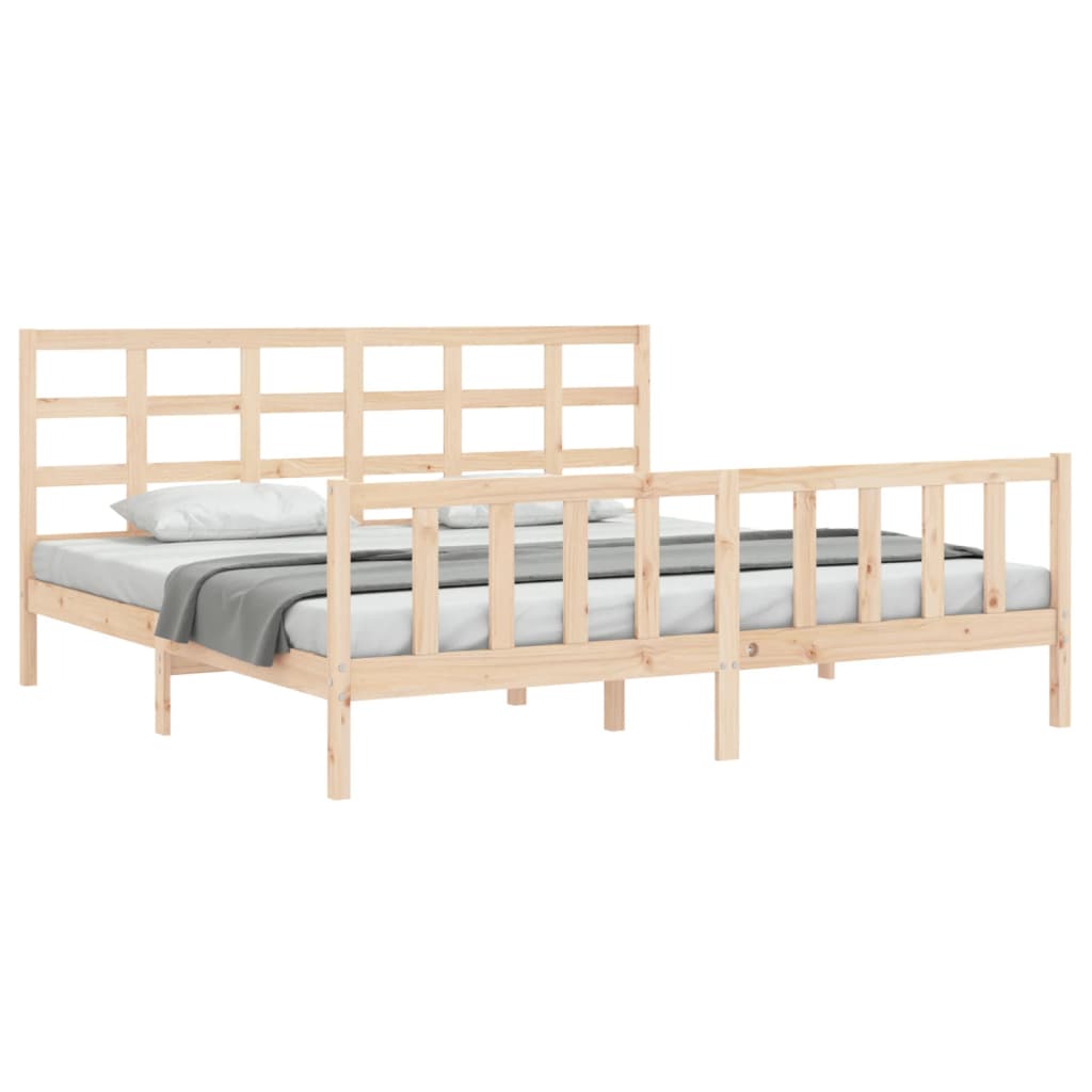 Bed Frame Without Mattress 150X200 Cm Solid Wood Pine