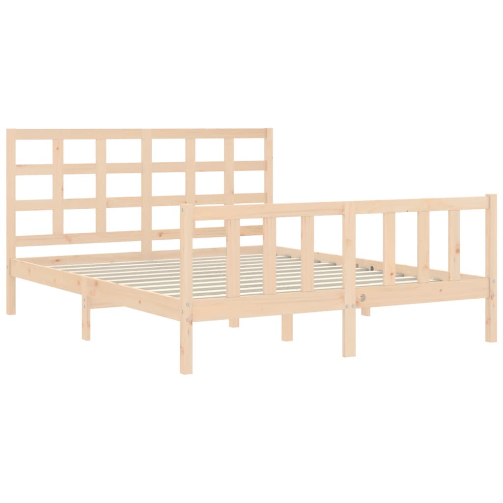 Bed Frame Without Mattress 150X200 Cm Solid Wood Pine