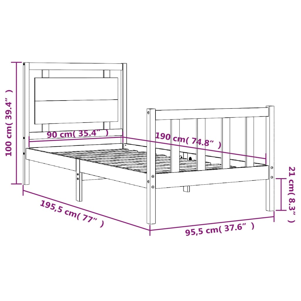 Bed Frame Without Mattress Solid Wood Pine